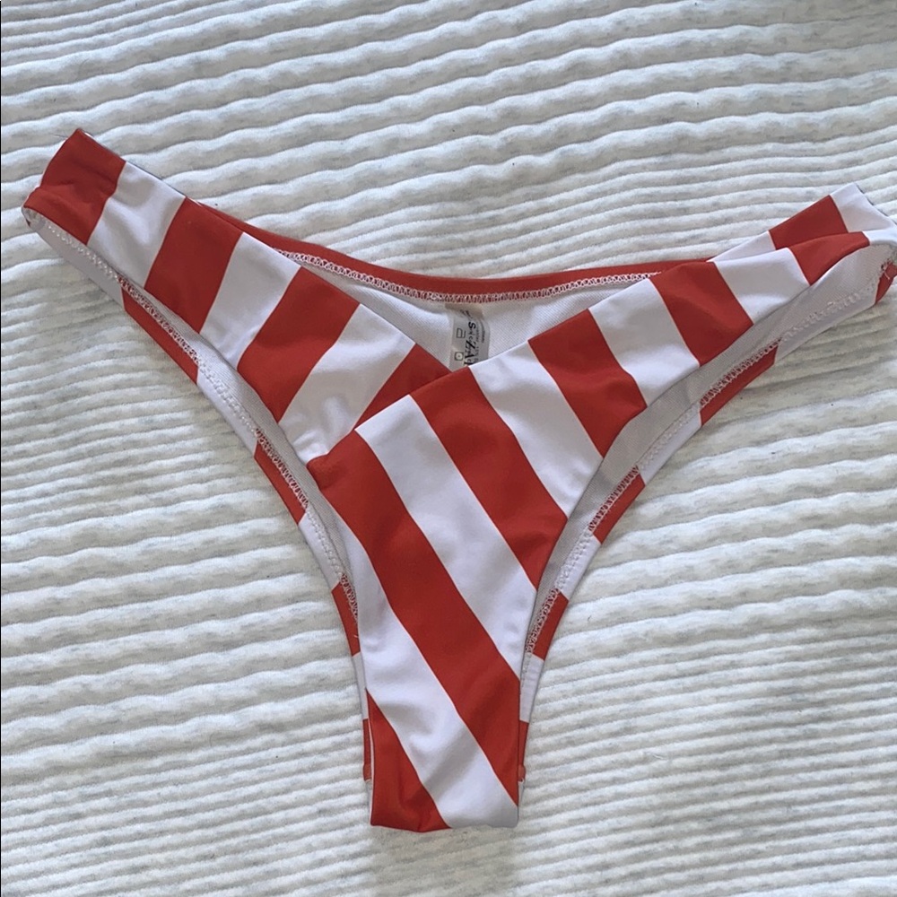 Orange and White Striped Bikini Bottom